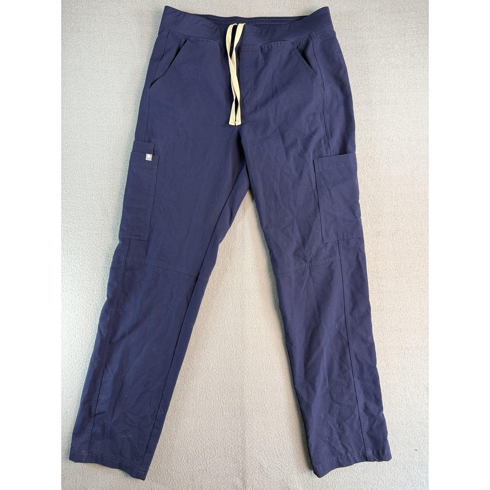 FIGS Technical Scrub Pants Mens M Blue Cargo Elastic Waist Pockets Drawstring